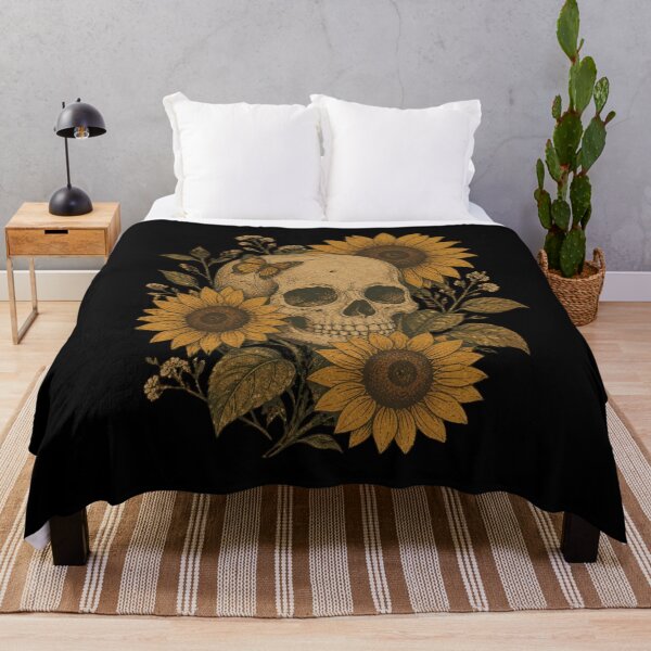 Item preview, Gothic Sunflower Skull with Butterfly | Fall Spooky Flowers designed and sold by aliceraecreates.