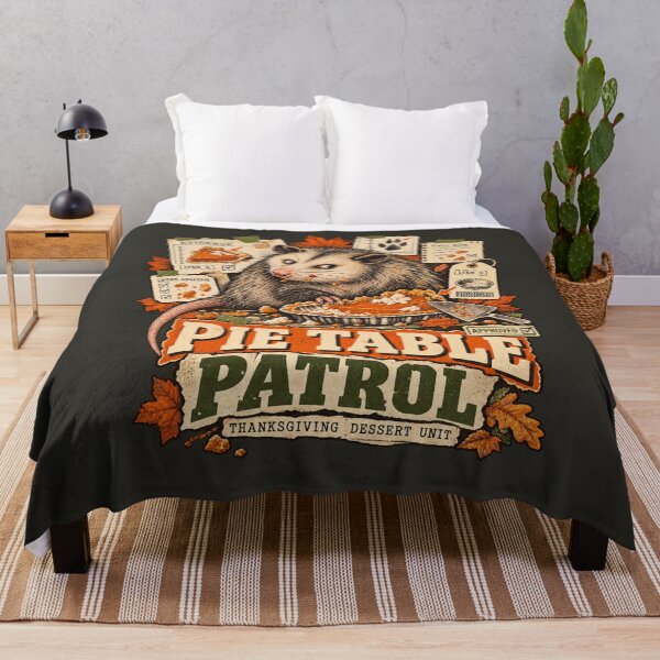 Item preview, Pie Table Patrol Opossum Retro Thanksgiving Dessert Art designed and sold by AmiGraph.