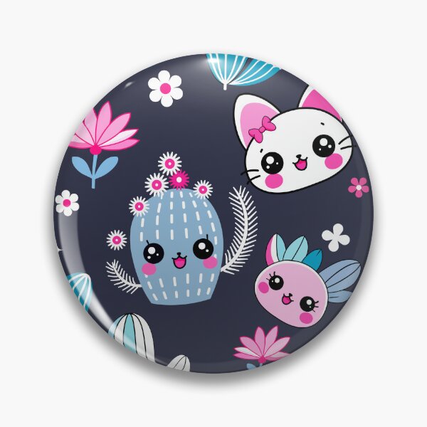Item preview, Pink Kawaii Cactus Pattern With Blue Desert Plants designed and sold by FemmePod.