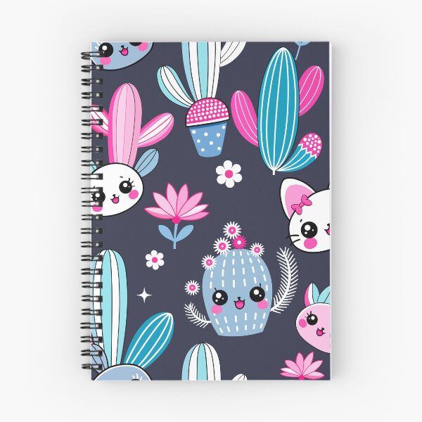 Item preview, Pink Kawaii Cactus Pattern With Blue Desert Plants designed and sold by FemmePod.