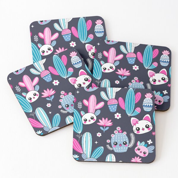 Item preview, Diseño de cactus rosa kawaii con plantas azules del desierto designed and sold by FemmePod.