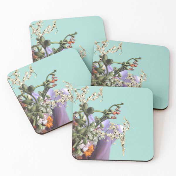 Item preview, Twisted Flowers Green Square Collage designed and sold by eveyting.