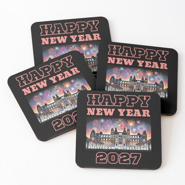 Item preview, Happy New Year 2027 - Amsterdam - Salmon Pink Edition designed and sold by Manic Merch Designs.