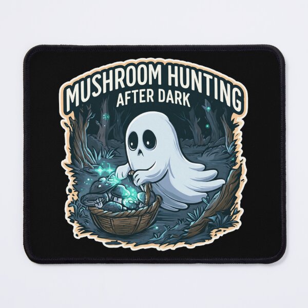 Item preview, Mushroom Hunting After Dark - Cute Ghost in a Glowing Forest designed and sold by AceEye.
