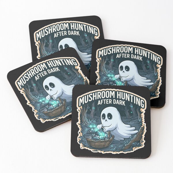 Item preview, Mushroom Hunting After Dark - Cute Ghost in a Glowing Forest designed and sold by AceEye.