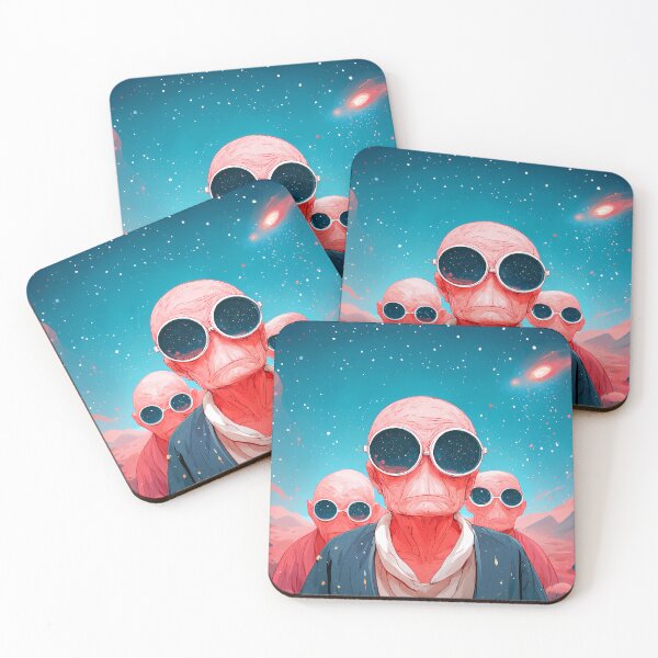 Item preview, Retro Bald Alien Trio Cosmic Goggles Art designed and sold by Lunat1kk.