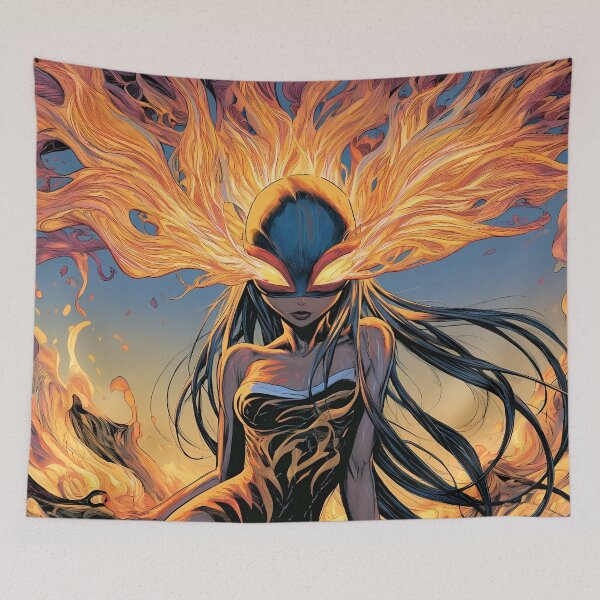 Artikelvorschau, Anime-Kunst der kosmischen Göttin mit flammenden Augen entworfen und verkauft von Lunat1kk.