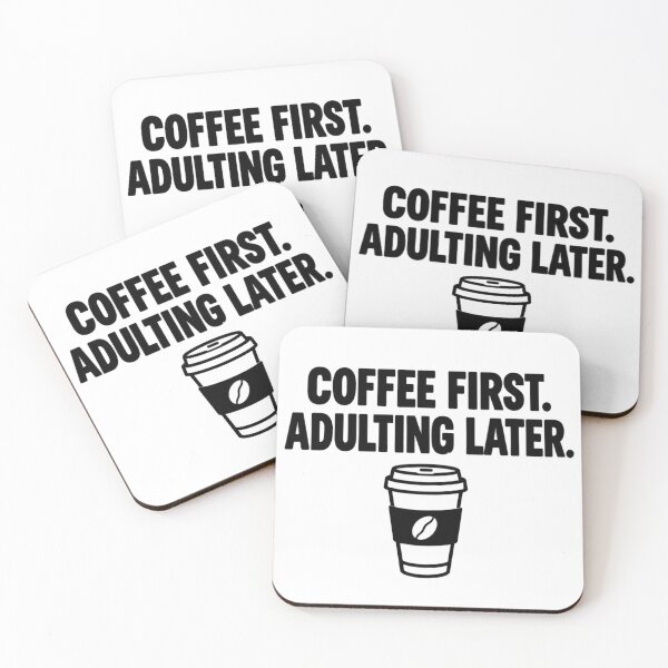 Item preview, Coffee First Adulting Later Funny Quote Typography designed and sold by Digital Design Market.