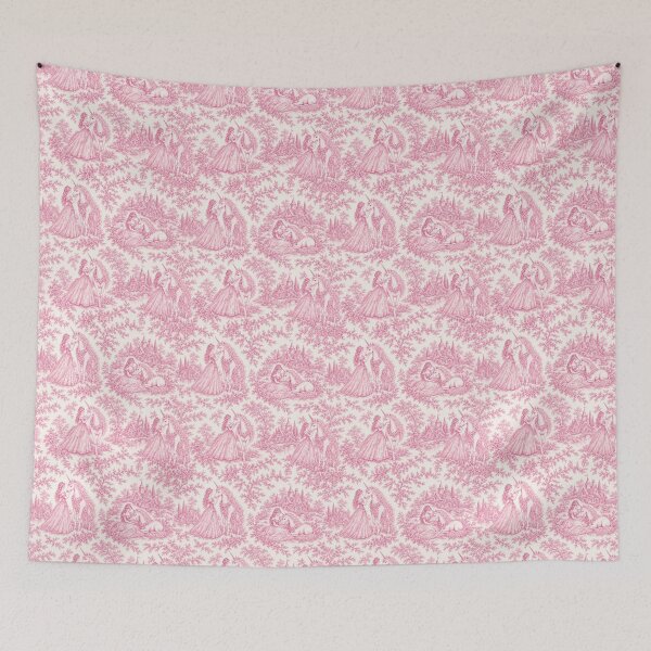 Item preview, Pink Princess and Unicorn Cottage Castle Floral Woodland Toile  designed and sold by DrewRomeoCo.