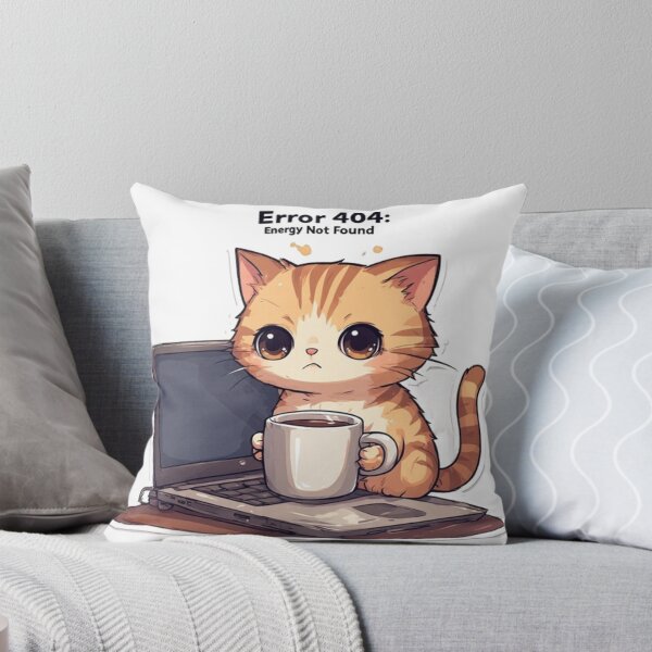 Item preview, Error 404: Energy Not Found - Cute Kawaii Coffee Cat designed and sold by Digital Design Market.