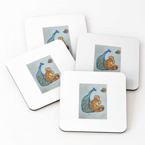 Item preview, Abstract Intertwinted Blue and Ocher Silhouette Watercolor Art Print - Barlona No.29 designed and sold by BARLONA Art & Prints.