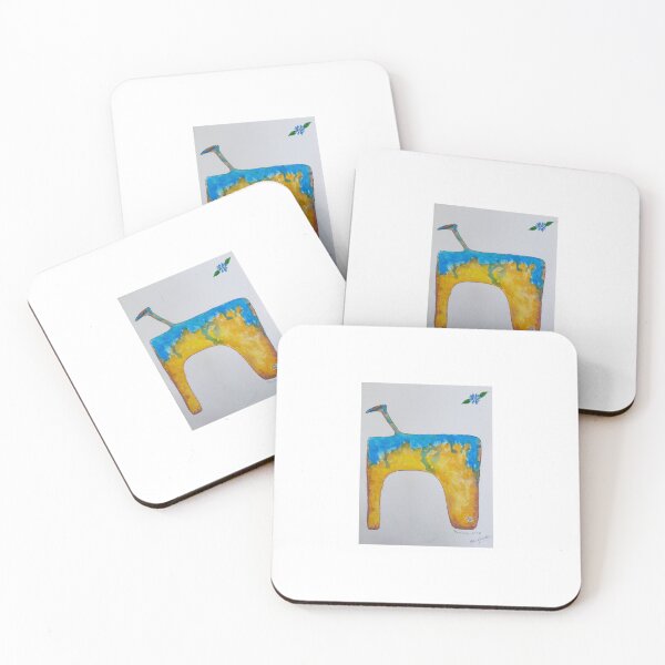 Item preview, Abstract Blue and Gold Totem Watercolor Art Print - Barlona No.19 designed and sold by BARLONA Art & Prints.