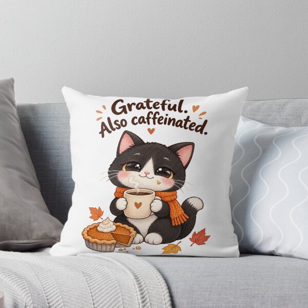 Item preview, Cute Kawaii Tuxedo Cat Thanksgiving Coffee designed and sold by tobbyasz.