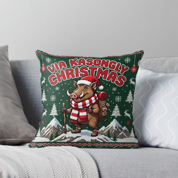 Item preview, Hiking Wild Boar Green Knitted Christmas Sweater Pattern    designed and sold by Jokerstyle.