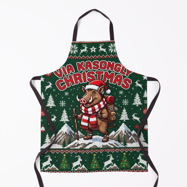 Item preview, Hiking Wild Boar Green Knitted Christmas Sweater Pattern designed and sold by Jokerstyle.