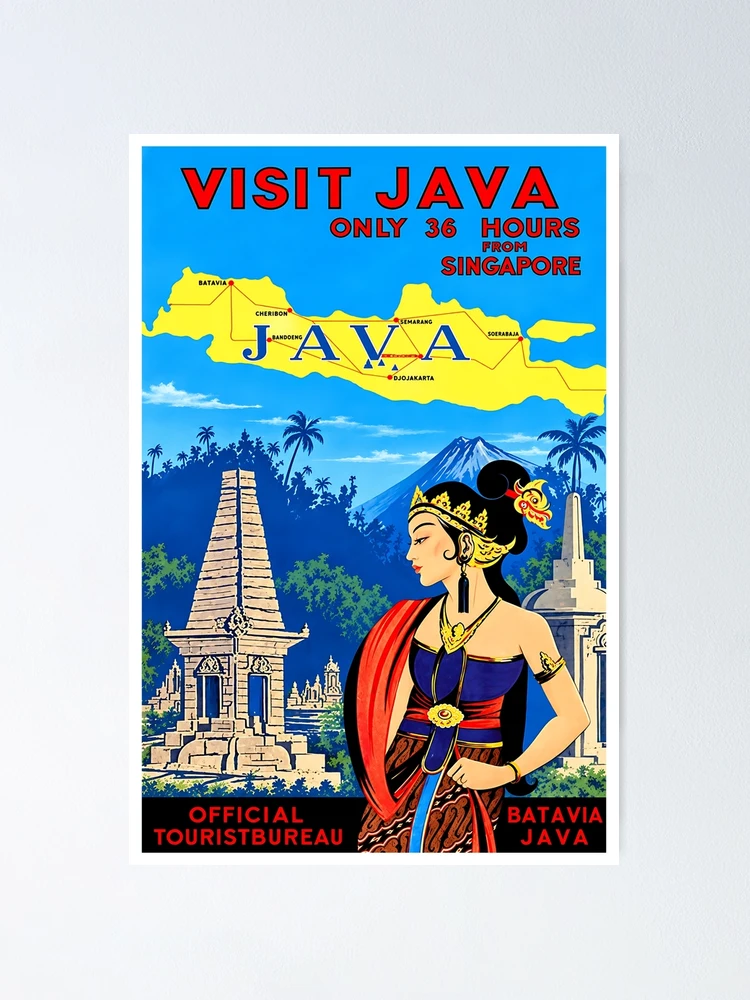 Thumbnail 1 of 3, Poster, Visit Java Travel Poster designed and sold by Rockett Graphics.