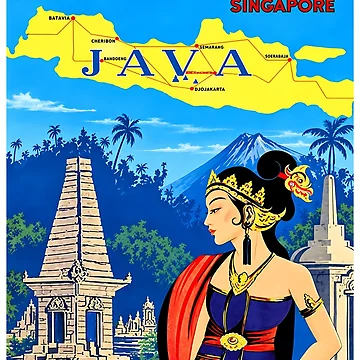 Artwork thumbnail, Visit Java Travel Poster by Rockett Graphics