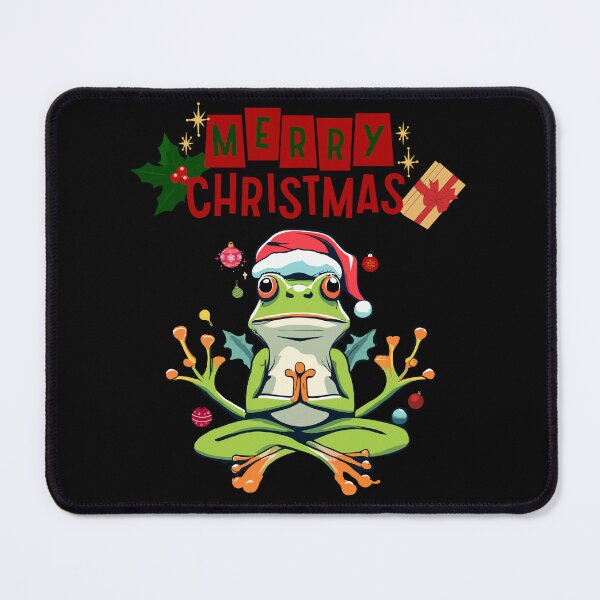 Item preview, Merry Christmas Yoga Frog  designed and sold by Sofia Rose Design ⭐️⭐️⭐️⭐️⭐️.