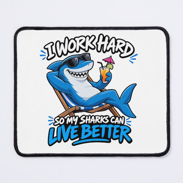 Item preview, Cool Shark Working Hard Vacation Funny Quote designed and sold by Owcomm.