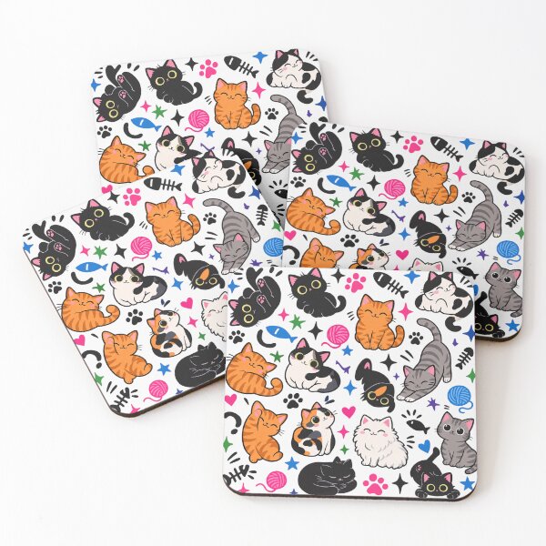 Item preview, Cute Kawaii Kittens Cats Pattern Black designed and sold by Owcomm.