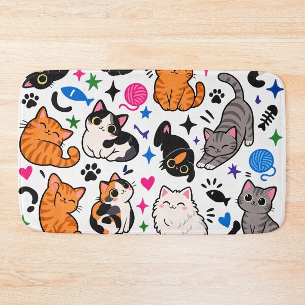 Item preview, Cute Kawaii Kittens Cats Pattern Black designed and sold by Owcomm.