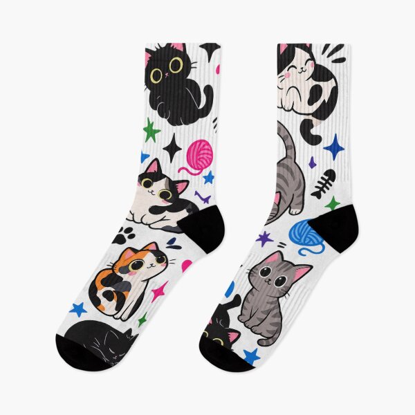 Item preview, Cute Kawaii Kittens Cats Pattern Black designed and sold by Owcomm.
