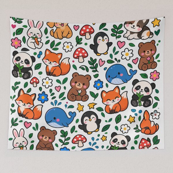 Item preview, Cute Kawaii Animals Pattern With Forest Friends    designed and sold by Owcomm.