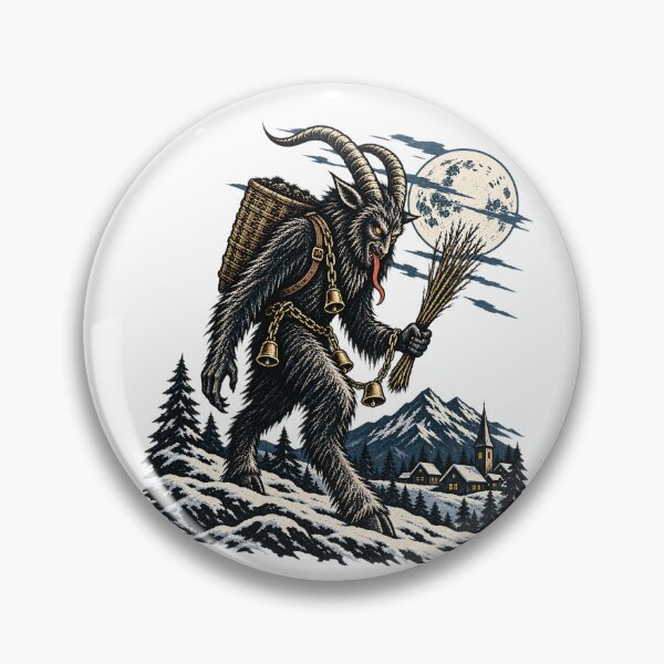 Aperçu de l'œuvre Krampus, folklore alpin, nuit d'hiver créée et vendue par SquatchPrintsCo.