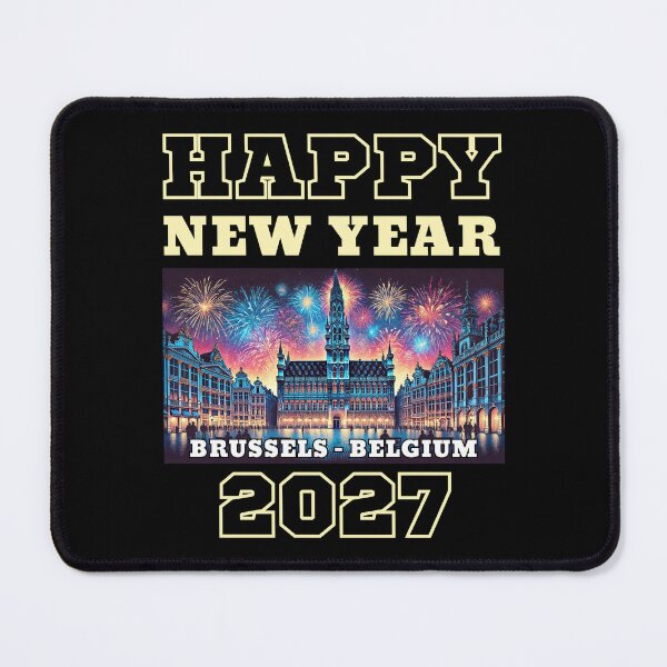 Item preview, Happy New Year 2027 - Brussels - Yellow Edition designed and sold by Manic Merch Designs.