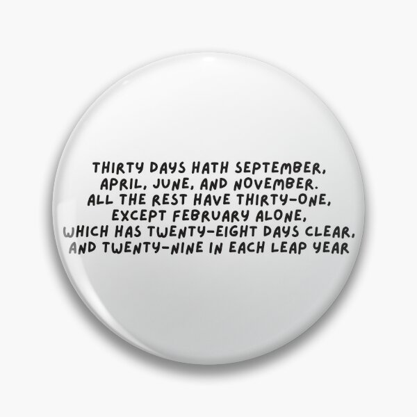 Item preview, Thirty Days Hath September Rhyme Classic Days in the Month Poem Useful Reference  designed and sold by HYPNK.