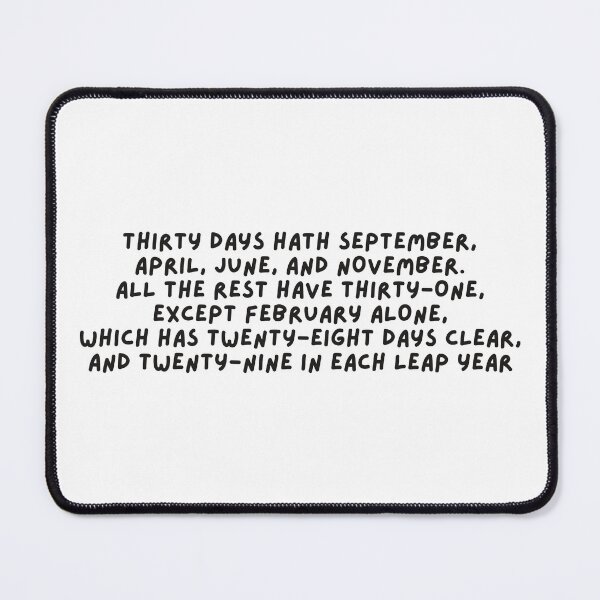 Item preview, Thirty Days Hath September Rhyme Classic Days in the Month Poem Useful Reference designed and sold by HYPNK.