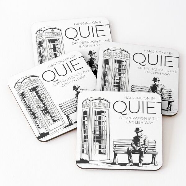 Item preview, Line Art Drawing of a man, a London phone booth and a quote designed and sold by DroneWorks Creative.