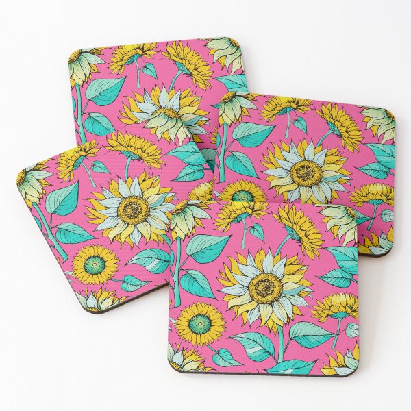 Item preview, Watercolor Pink Yellow Sunflower Pattern - Summer Floral Illustration designed and sold by FemmePod.