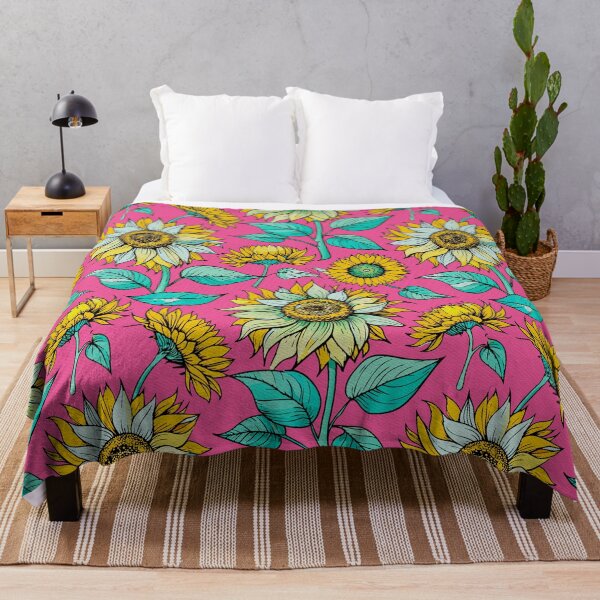 Item preview, Watercolor Pink Yellow Sunflower Pattern - Summer Floral Illustration designed and sold by FemmePod.
