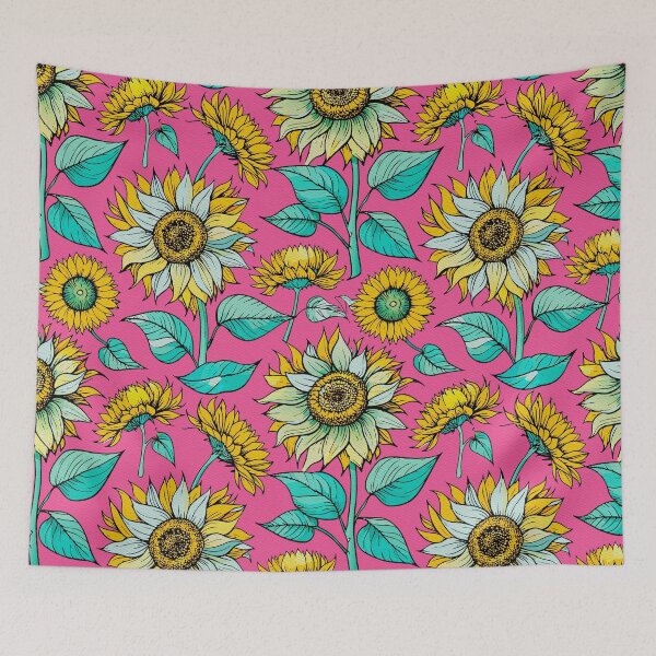 Item preview, Watercolor Pink Yellow Sunflower Pattern - Summer Floral Illustration designed and sold by FemmePod.