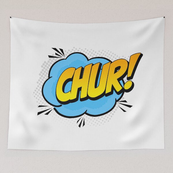 Item preview, CHUR! Kiwi Slang Comic Pop Art (blue) designed and sold by wobblyfrogs.