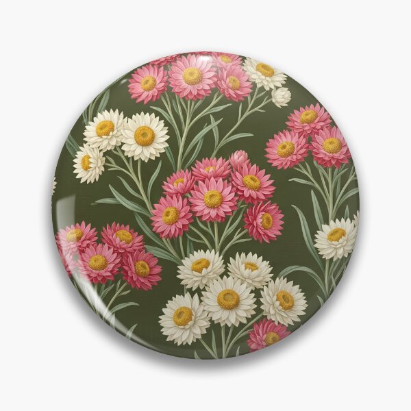 Item preview, Dark Green Pink Paper Daisy Meadow designed and sold by Studio BC.