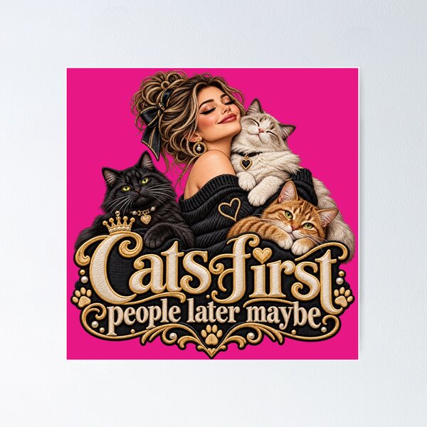 Item preview, Funny Cat Lover Embroidery – Cats First, People Later Maybe designed and sold by Emoji Emblems.