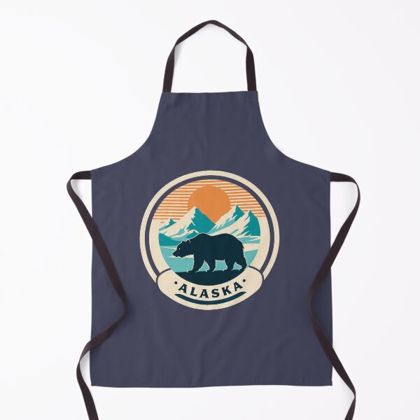 Item preview, Alaska Grizzly Bear Vintage Mountain Sunset Badge designed and sold by Stupid Shirts.
