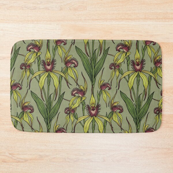 Item preview, Olive Green Native Orchid & Flora Pattern designed and sold by Studio BC.
