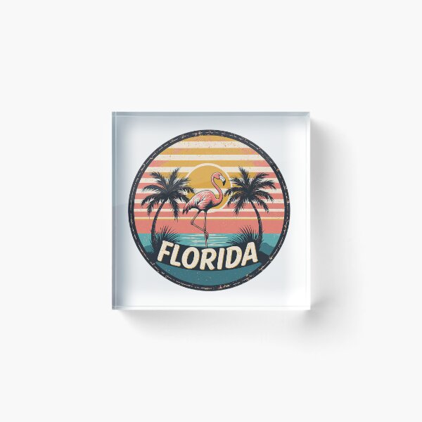 Item preview, Florida Flamingo Retro Sunset Palm Trees Beach designed and sold by Stupid Shirts.