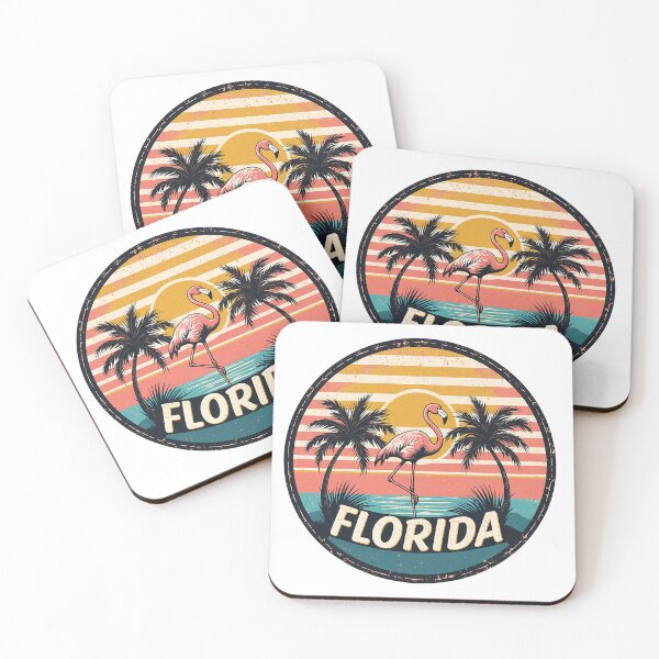 Item preview, Florida Flamingo Retro Sunset Palm Trees Beach designed and sold by Stupid Shirts.