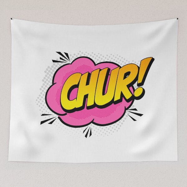 Item preview, CHUR! Kiwi Slang Comic Pop Art (pink) designed and sold by wobblyfrogs.