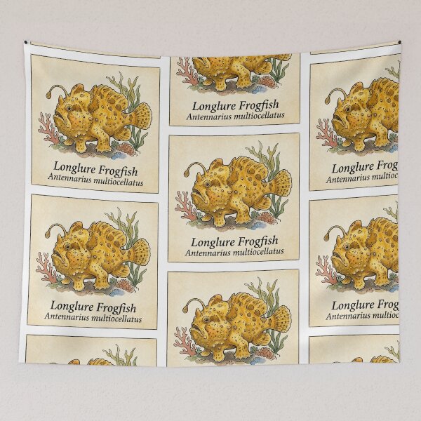 Item preview, Longlure Frogfish Watercolor Vintage Reef Fish Illustration designed and sold by KenworksDigital.