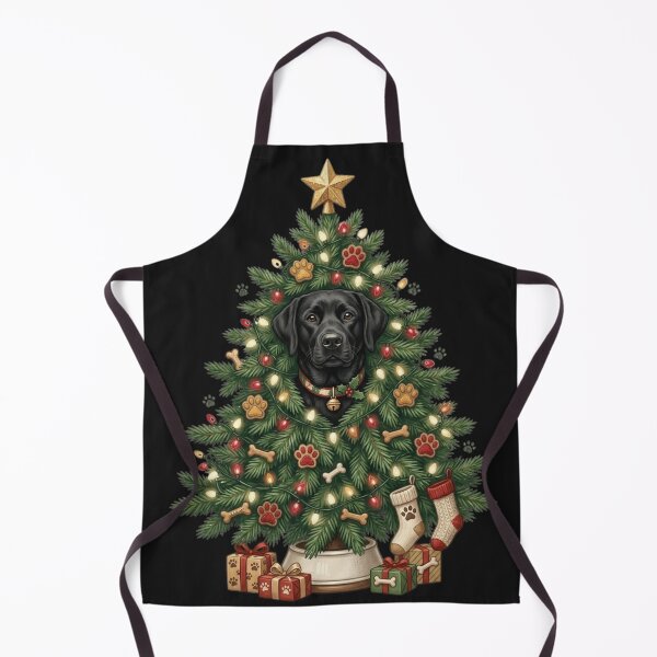 Aperçu de l'œuvre Black Labrador Christmas Tree Dog Lover créée et vendue par designwiss.