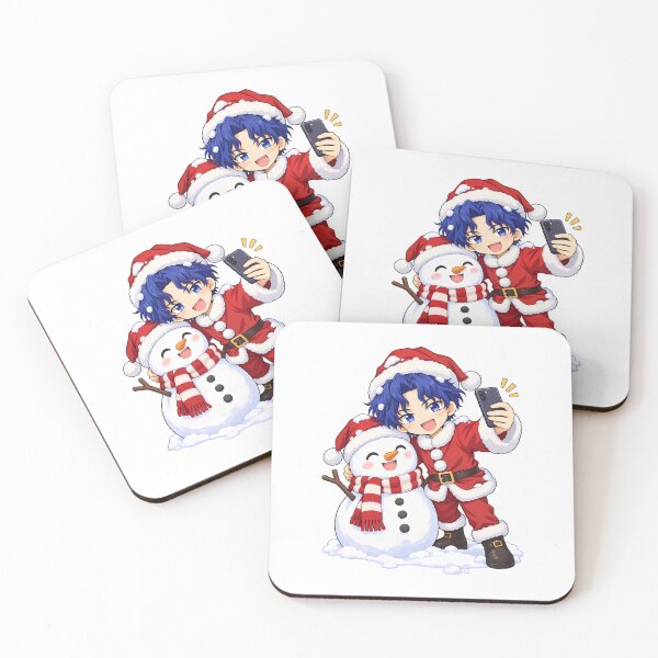 Aperçu de l'œuvre Selfie de Shinji Matou (Fate Stay Night) avec un bonhomme de neige de Noël créée et vendue par mildaclairmo.