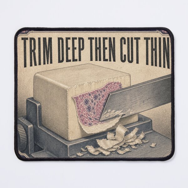 Item preview, Trim Deep Then Cut Thin Histology Paraffin Block Print designed and sold by BoosterShop.