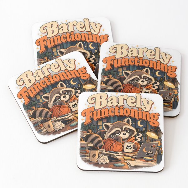 Item preview, Barely Functioning Tired Raccoon Coffee Lover Retro Work Humor designed and sold by suthee navakul.