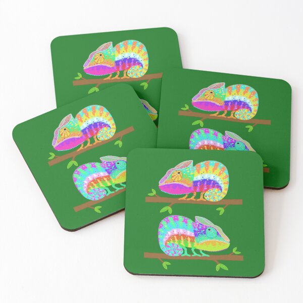 Item preview, Two Vibrant Panther Chameleons designed and sold by TamaAnimalArt.