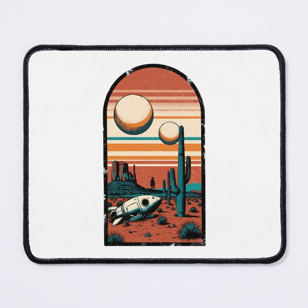 Item preview, Desert Cowboy Space Western Twin Moons Retro Sunset designed and sold by Stupid Shirts.